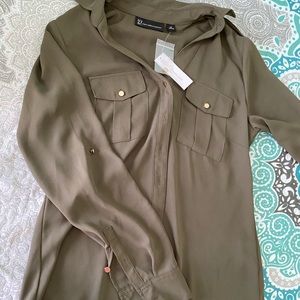 New York & Company Olive green blouse size XS